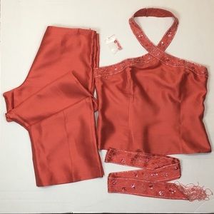 Bloomingdales Silk Pant Suit - Coral